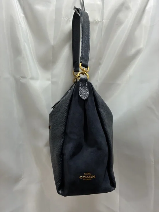 Dark navy blue Pebbled Leather Shoulder Bag EUC no callouts on this bag, - Picture 5 of 13